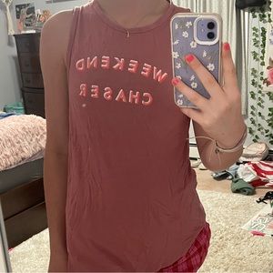 size women’s small, pink lounge tank, cut out back